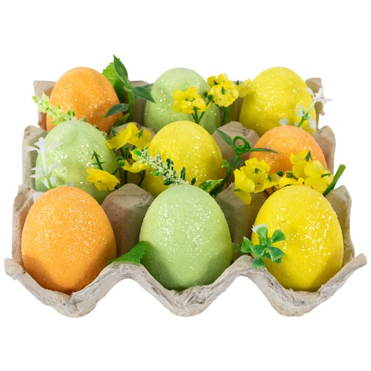 6.25" Glittered Easter Eggs with Carton Decoration By Northlight | 2.75" x 6.25" x 6.25" | Michaels®